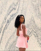 A-line Pink Short Homecoming Dress Pink Graduation Dress Y1944 by simplepromdress