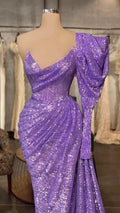 Light Purple Sequins Long Prom Dress Removable Sleeve,Charming Evening Dress Y711 by simplepromdress