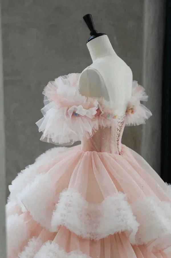 Fairy Tulle Pleated Layered Ball Gown Sweet Quinceanera Dress Y7702 by simplepromdress