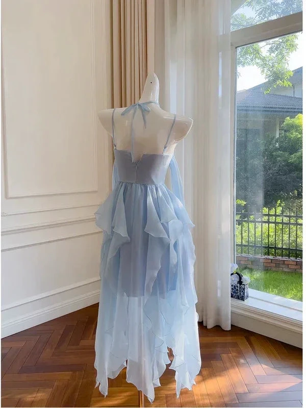 Simple Blue Spaghetti Straps Chiffon Homecoming Dress Party Dress Y8581 by simplepromdress