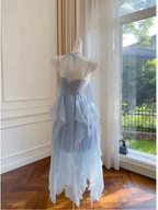 Simple Blue Spaghetti Straps Chiffon Homecoming Dress Party Dress Y8581 by simplepromdress