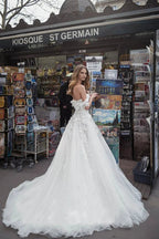Elegant White Tulle Wedding Dresses Off the Shoulder Sweetheart Custom Made Appliques Bridal Gowns Backless Vestidos De Novia by payinti