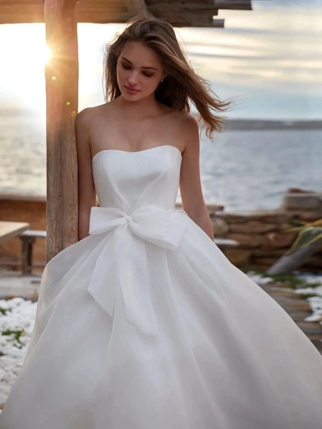 A-Line Gorgeous Round Neck Wedding Dresses Women's Sexy Sleeveless Formal Beach Party Bridal Gowns Plus Size Vestido De Casament by payinti