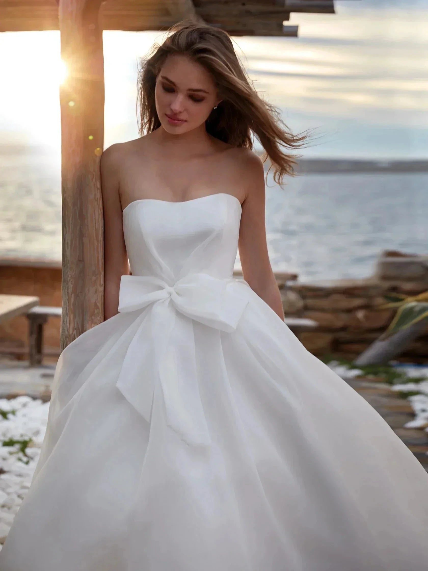 A-Line Gorgeous Round Neck Wedding Dresses Women's Sexy Sleeveless Formal Beach Party Bridal Gowns Plus Size Vestido De Casament by payinti