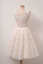A-line Ivory Lace Homecoming Dresses Square Neck Short Prom Dress PD312 by pgmdress