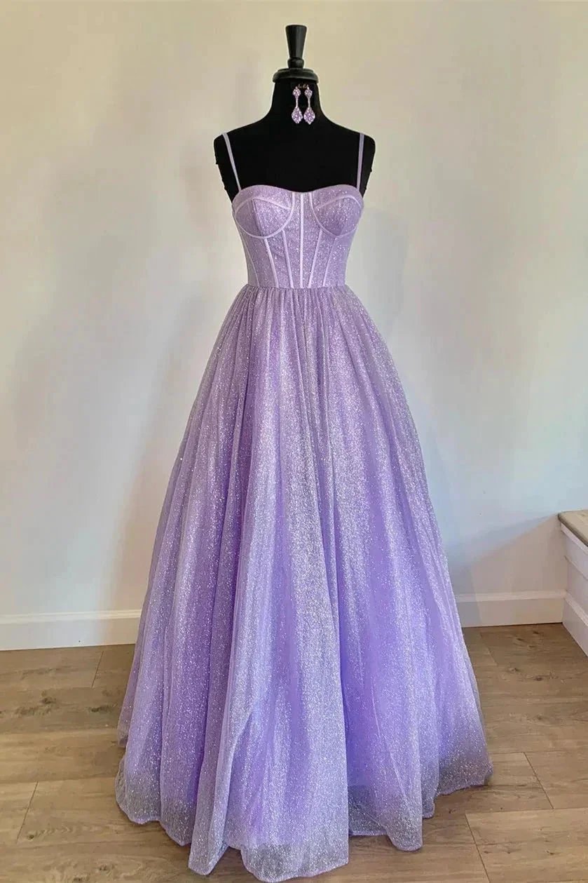 Lavender Straps Long Formal Dress SYP85 by vivymakudress