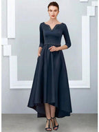 A-Line/Princess V-Neck Asymmetrical Mother of the Bride Dresses by Dreamylily