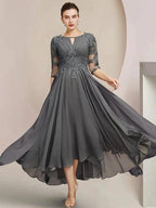 A-Line/Princess Scoop Tea-Length Mother of the Bride Dresses by Dreamylily