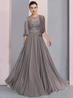 A-Line/Princess Scoop Floor-Length Mother of the Bride Dresses by Dreamylily