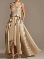 A-Line/Princess Jewel Neck Sleeveless Mother Of The Bride Dresses With Pleats Lace by Dreamylily