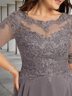 A-Line/Princess Scoop Tea-Length Mother of the Bride Dresses by Dreamylily
