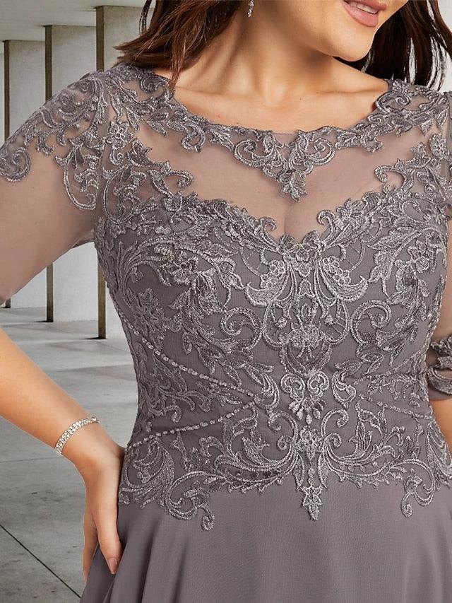 A-Line/Princess Scoop Tea-Length Mother of the Bride Dresses by Dreamylily