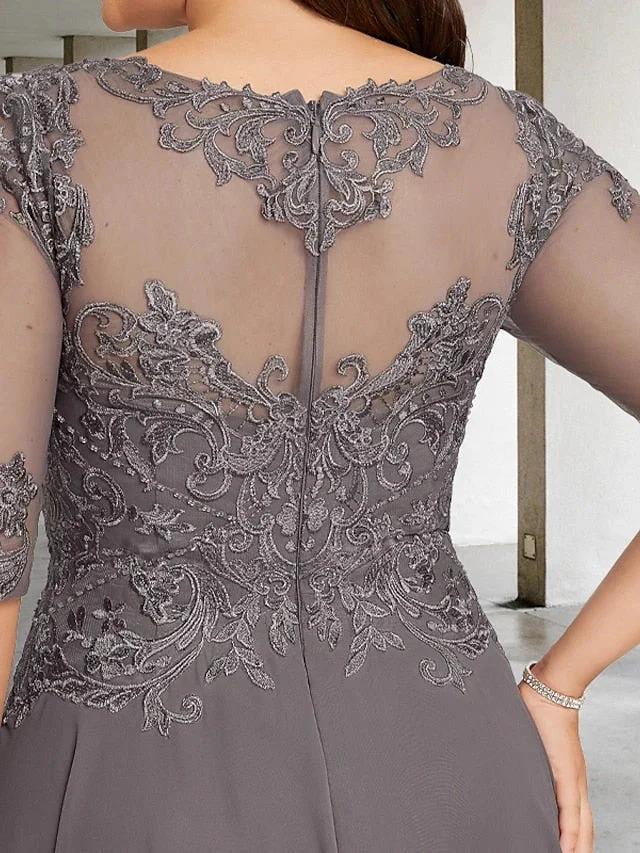 A-Line/Princess Scoop Tea-Length Mother of the Bride Dresses by Dreamylily