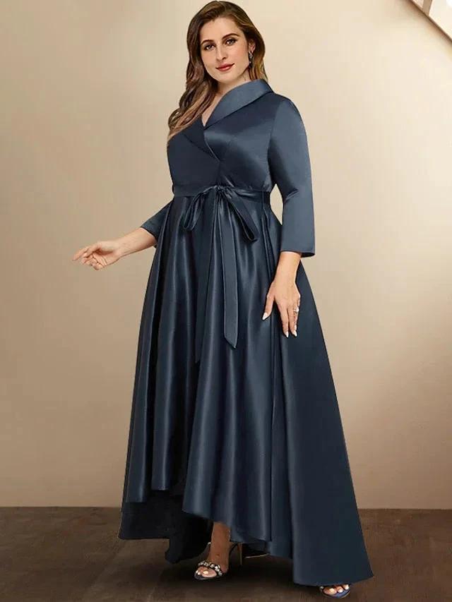 A-Line/Princess V-Neck Asymmetrical Mother of the Bride Dresses by Dreamylily