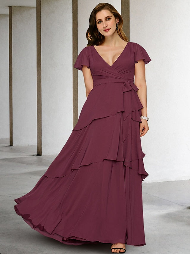 A-Line/Princess V-Neck Floor-Length Mother of the Bride Dresses Hover Image