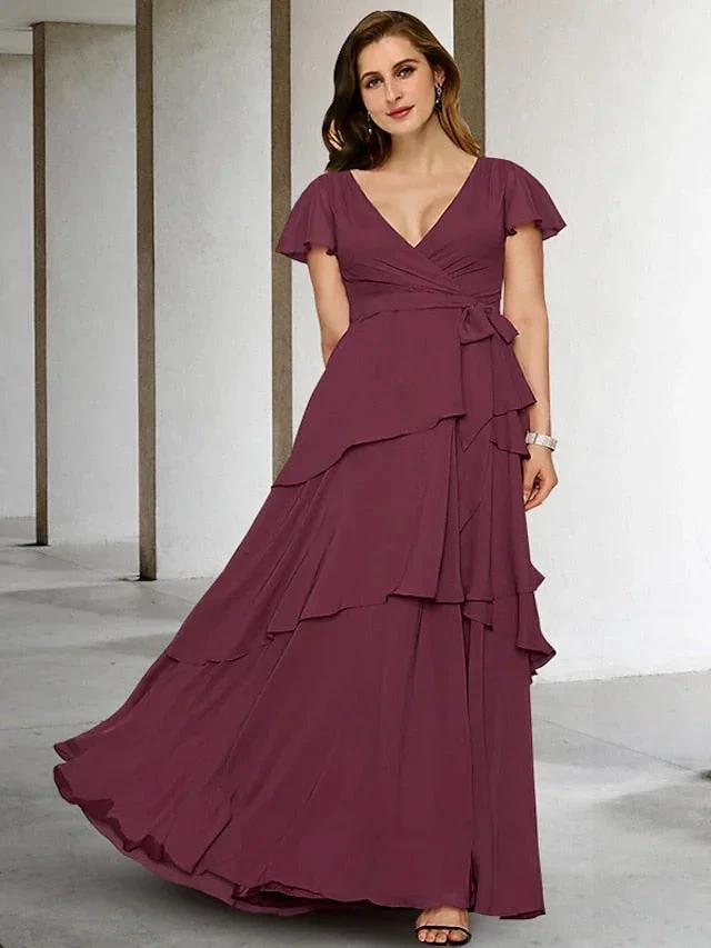 A-Line/Princess V-Neck Floor-Length Mother of the Bride Dresses by Dreamylily