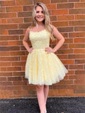 Princess Tulle Applique Halter Sleeveless Mini Dresses SYH30 by vivymakudress