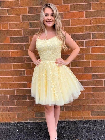 Minivestido de princesa con tul, apliques, cuello halter, sin mangas, SYH30