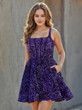 A-Line Sequins Homecoming Dresses with Pockets by Cicinia