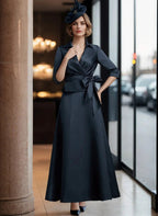 A-Line/Princess V-Neck Satin Mother of the Bride Dresses by Dreamylily
