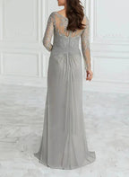 A-Line/Princess V-Neck Floor-Length Mother Of The Bride Dresses With Lace Ruffle by Dreamylily