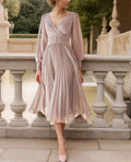 A-Line/Princess V-Neck Long Sleeves Tea-Length Chiffon Mother Of The Bride Dresses by Dreamylily
