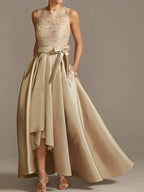 A-Line/Princess Jewel Neck Sleeveless Mother Of The Bride Dresses With Pleats Lace by Dreamylily