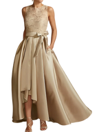 A-Line/Princess Jewel Neck Sleeveless Mother Of The Bride Dresses With Pleats Lace by Dreamylily