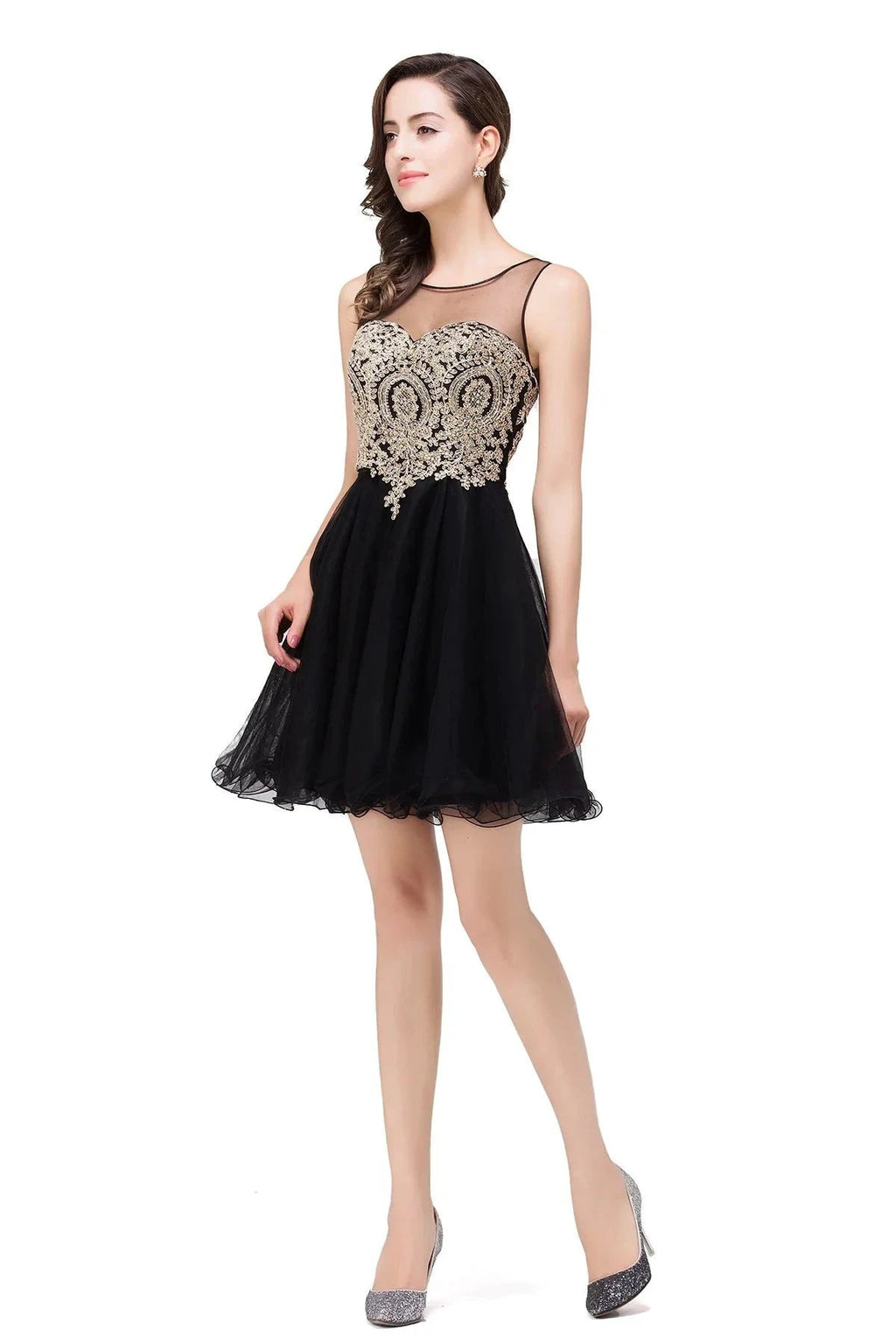 A-line Crew Short Sleeveless Appliques Prom Dresses by misshow.com