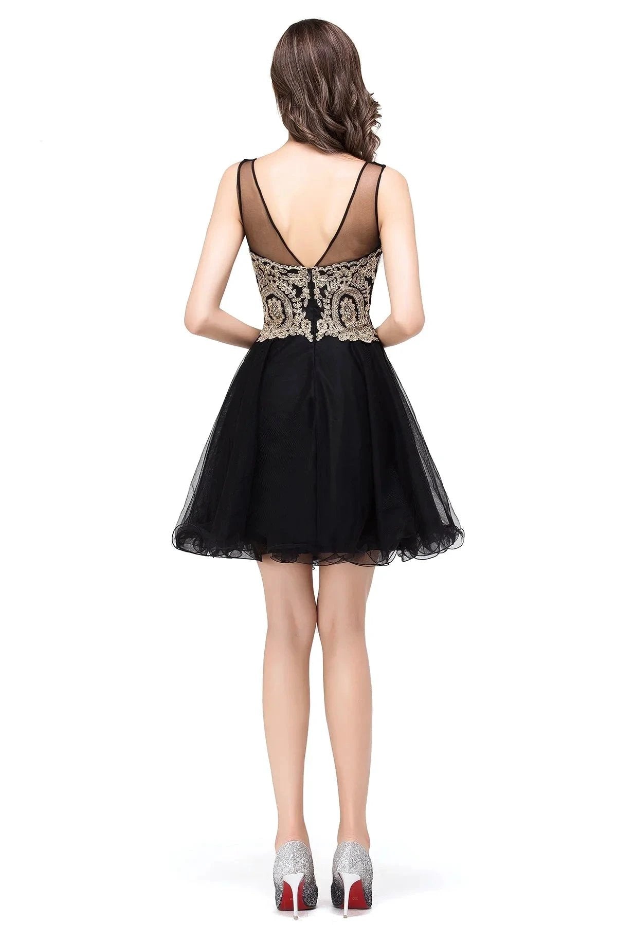 A-line Crew Short Sleeveless Appliques Prom Dresses by misshow.com