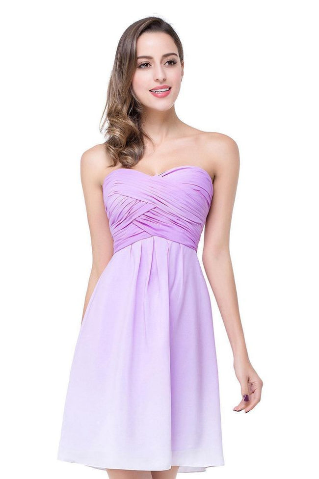 A-line Strapless Chiffon Bridesmaid Dress with Draped Hover Image