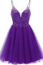 A-line Straps Appliques Tulle Short Homecoming Dress by Ombreprom