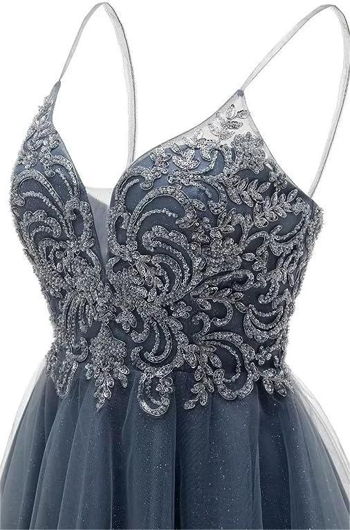 A-line Straps Appliques Tulle Short Homecoming Dress by Ombreprom