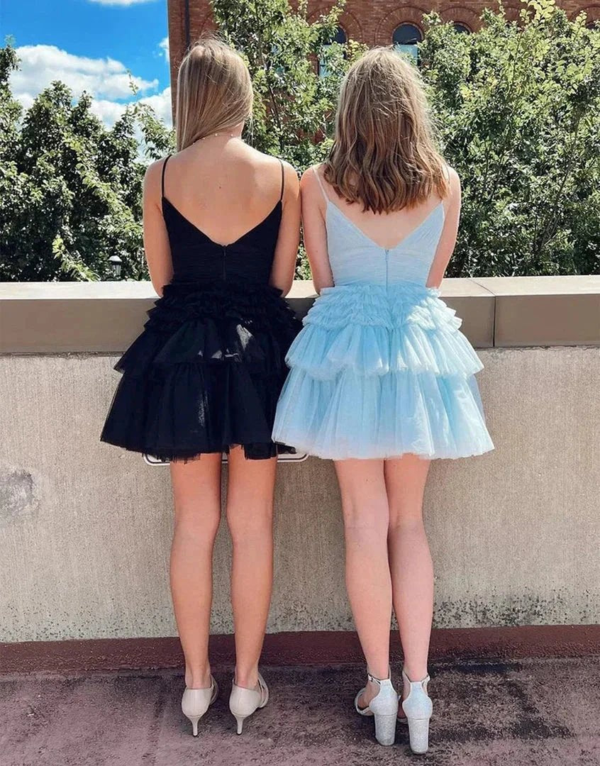 A-line Cute Short Tulle Homecoming Dress SYH67 by vivymakudress