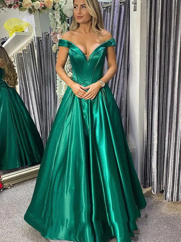 Vestidos de fiesta verdes de satén SYP42