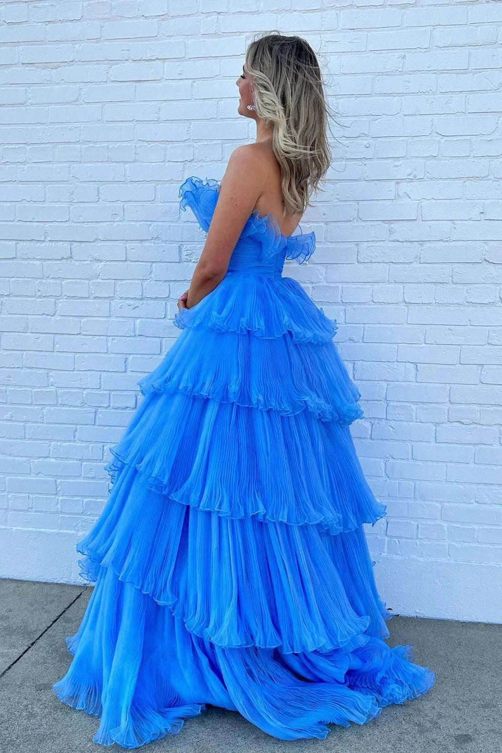 Off-the-Shoulder Ruffle Layers Tulle Prom Dress SYP144 by vivymakudress