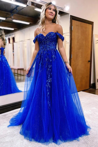 A-Linie, schulterfrei, Ballkleid, formelles Kleid mit Applikationen, PSK519