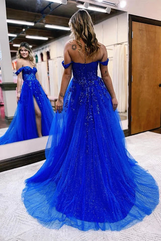 A-Linie, schulterfrei, Ballkleid, formelles Kleid mit Applikationen, PSK519