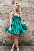 A-line Pink Ruffle Cute Sweetheart Homecoming Dresses PD491 by pgmdress