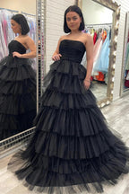 Strapless Pleated Multi-Layers Tulle Prom Dress SYP148 by vivymakudress