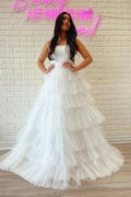 Strapless Pleated Multi-Layers Tulle Prom Dress SYP148 by vivymakudress