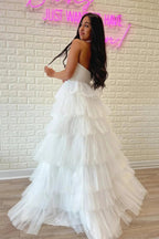 Strapless Pleated Multi-Layers Tulle Prom Dress SYP148 by vivymakudress
