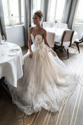 A-line Sweetheart 3D Flowers Wedding Dress Bridal Gown With Beading WD585 by pgmdress