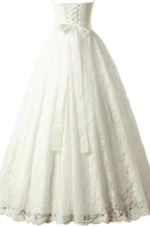 A-line Sweetheart Elegant Wedding Dresses Strapless Bridal Gown WD719 by pgmdress