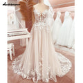 ZapDress Lace Appliques Sweetheart Glitter A Line Boho Wedding Dress Robe Femm Civil Beach Wedding Bridal Gowns Customized