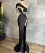 Black Evening Dresses One Shoulder Evening Dresses Black Prom Dresses Y6674 by simplepromdress