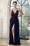 Beautiful A-line sleeveless Dark Green Bridesmaid Dress With Split Front by misshow.com