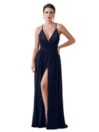 Beautiful A-line sleeveless Dark Green Bridesmaid Dress With Split Front by misshow.com