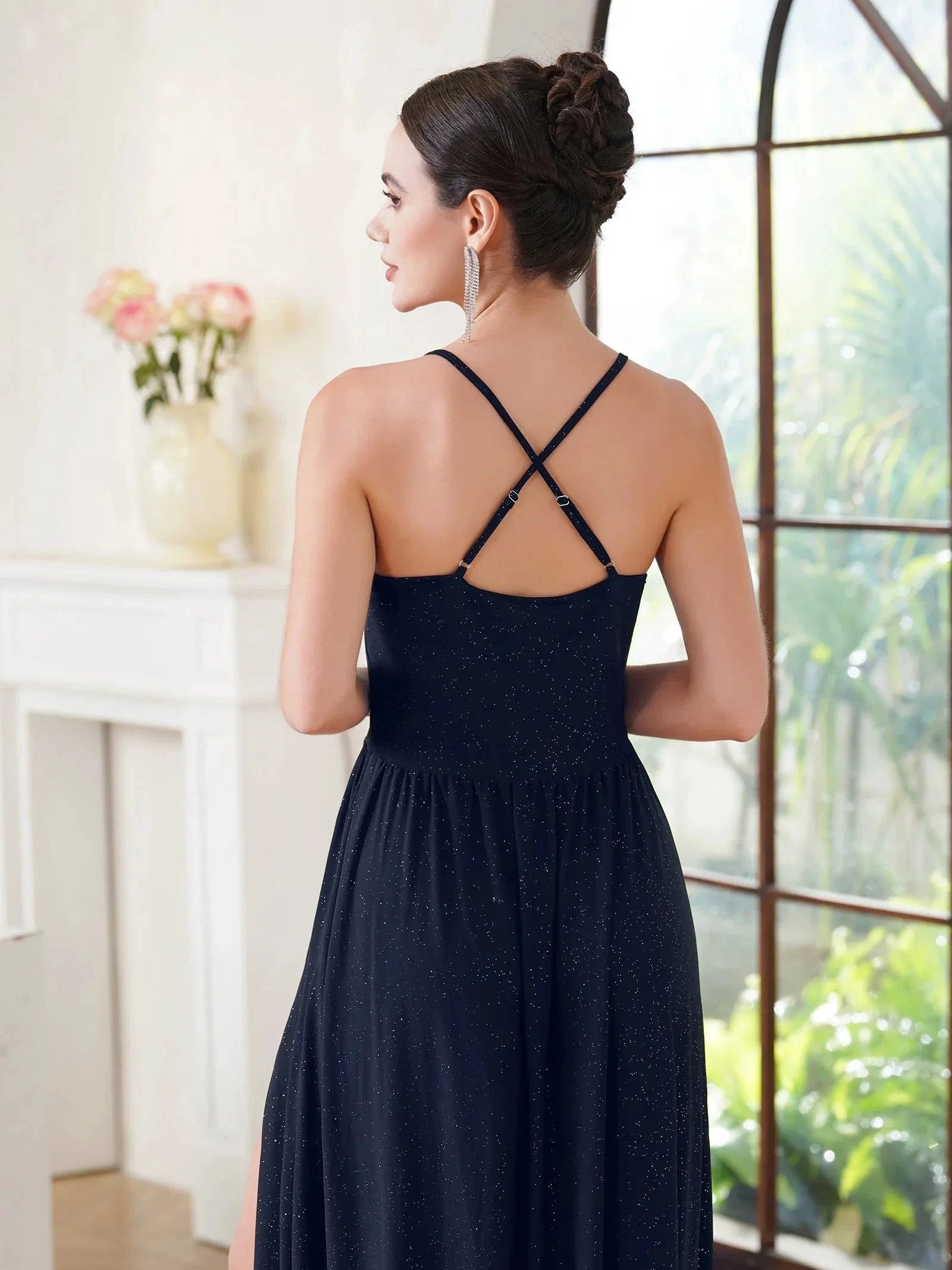 Beautiful A-line sleeveless Dark Green Bridesmaid Dress With Split Front by misshow.com