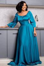 Simple Pure Color A-line Long Sleeves Evening Dress Y5809 by simplepromdress